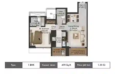 1 bhk 499sq.ft DLF